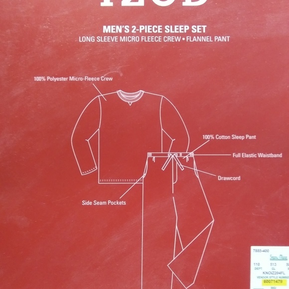 Mens IZOD 2-Piece Sleep Set Size Medium - Picture 2 of 2